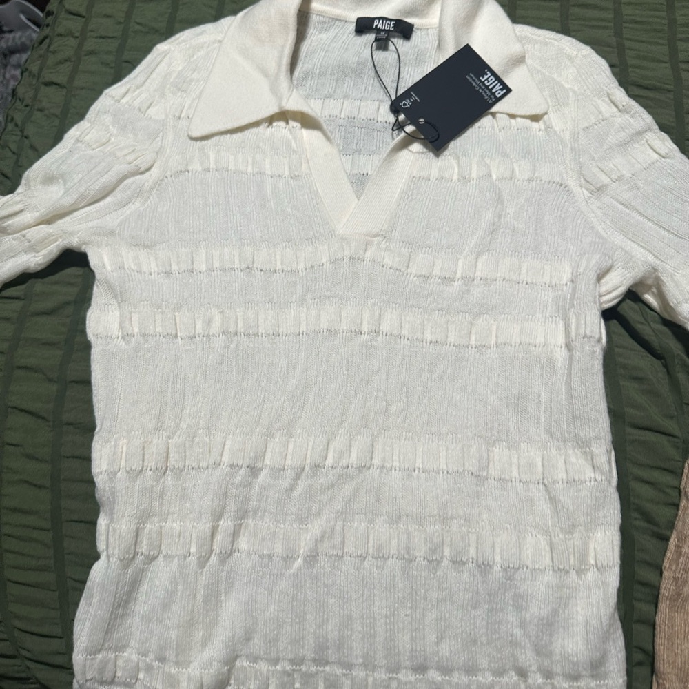 PAIGE White Blouse with Classic V-Neck